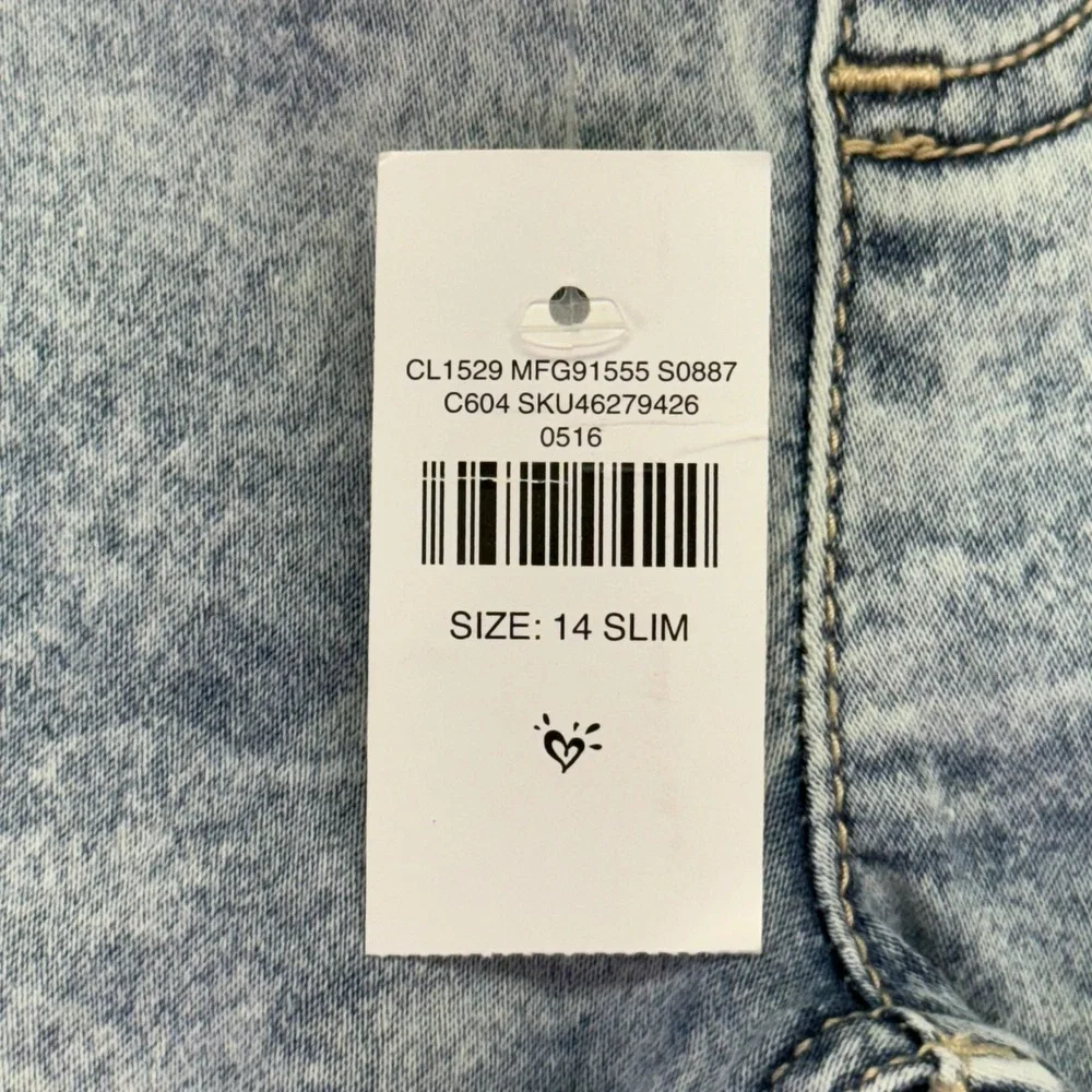 Justice Girls Denim Leggings Size 14 Slim Blue Acid Wash Soft Stretchy Comfy‎